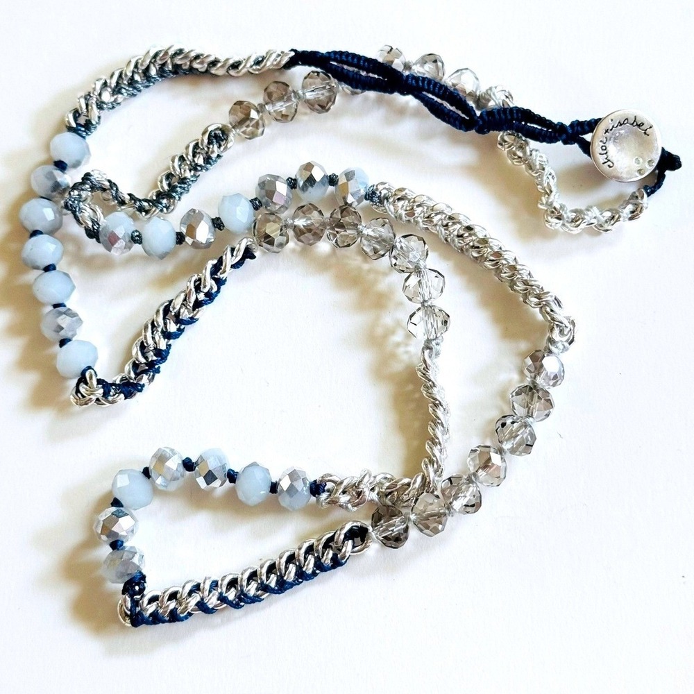 Chloe & Isabel Necklace Crystal beaded jeweled silver tone chain‎ Long 30"